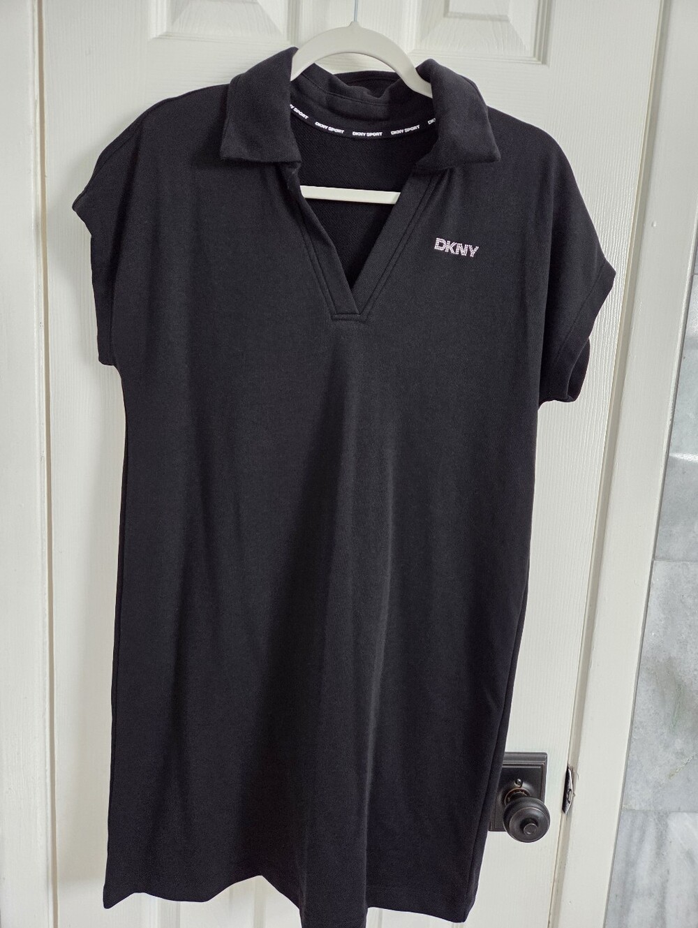 Dkny Black Polo Tunic Dress with Subtle Logo